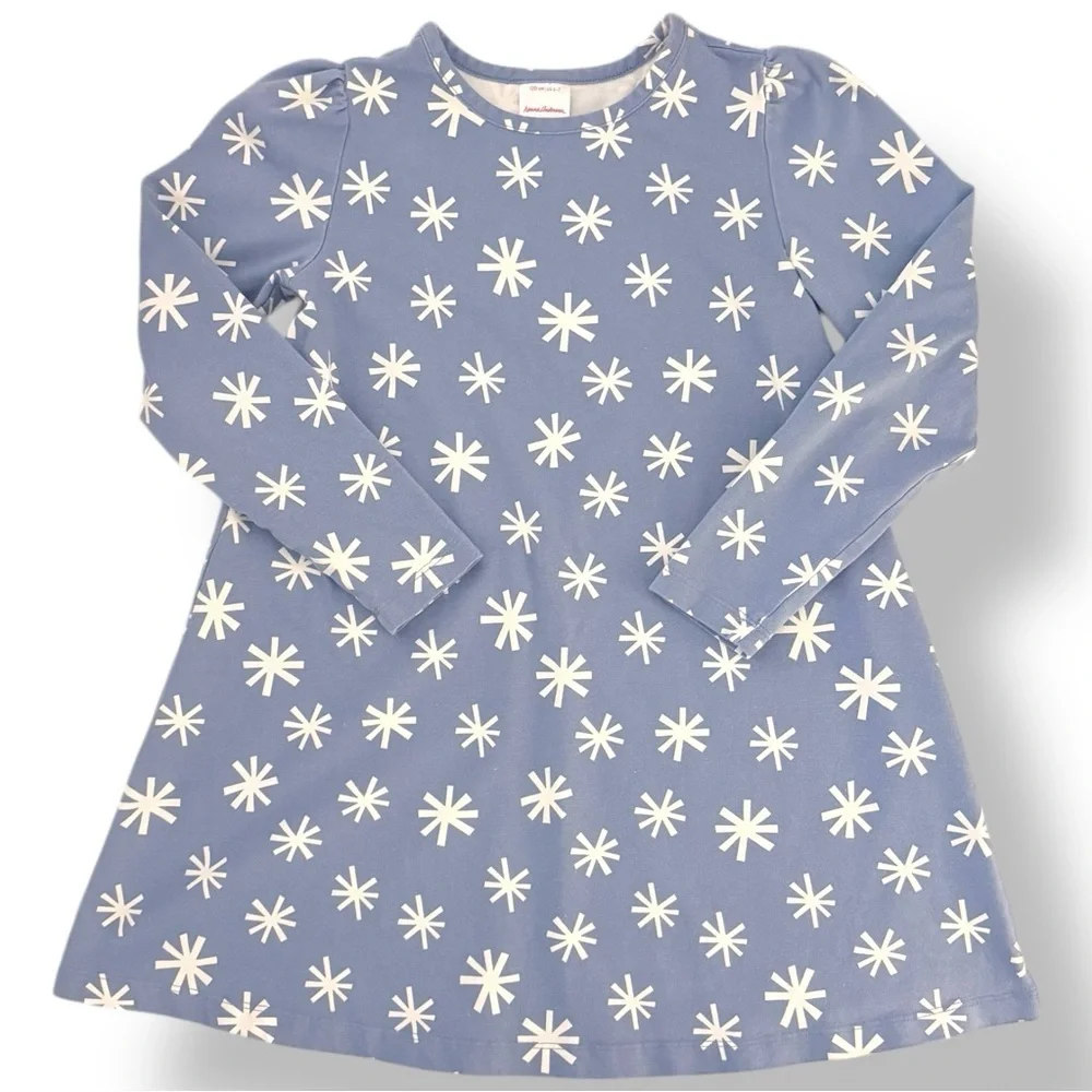 Hanna Andersson Blue Star Long Sleeve Skater Dress Pockets 6/7 (120 CM) EUC